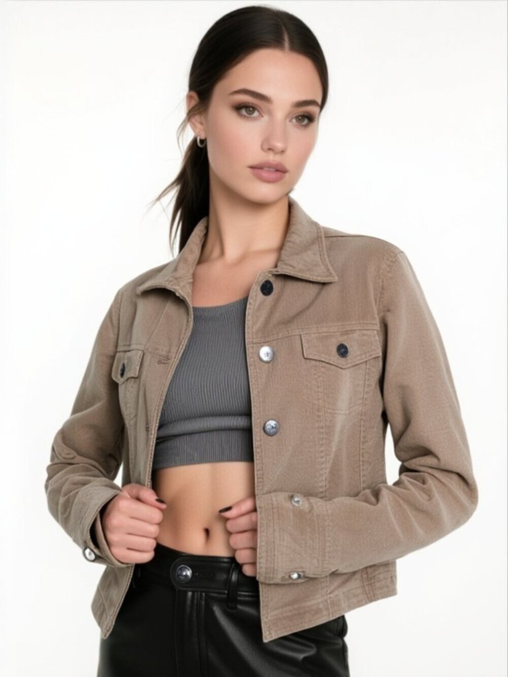 *𝓥𝓲𝓷𝓽𝓪𝓰𝓮 Y2K R𝒂f𝒂ell𝒂 Women's Corduroy Trucker Jacket (Size 10) 🟤
